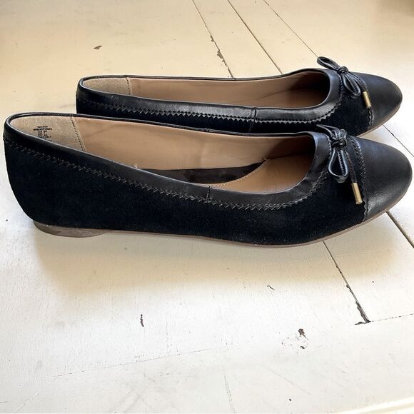 LANDS End Ballet Flats Black Suede and Leather  Size 9B - Picture 3 of 13
